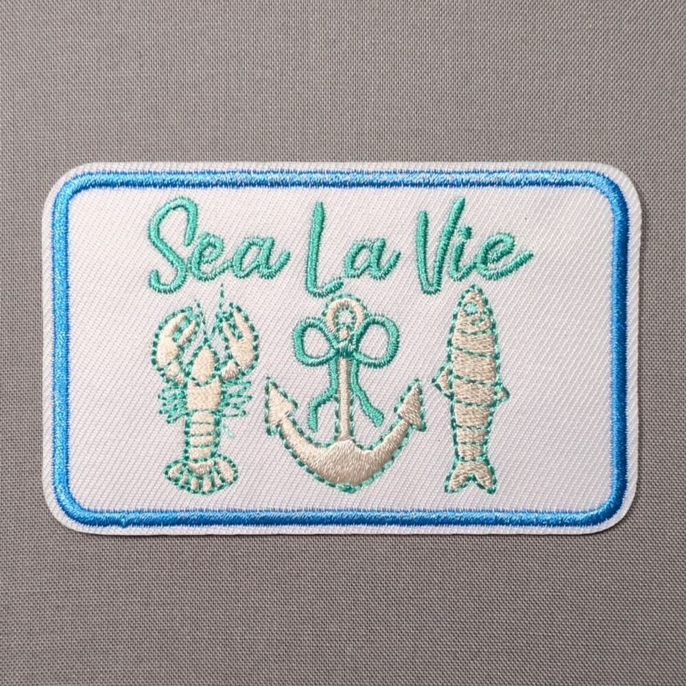 Sea La Vie Ocean Beach Embroidered Iron On Patch | Coastal Patch